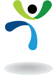 logotipo aaica contendo uma imagem estilizada de uma pessoa de bra�os abertos simbolizando a ajuda � informa��o a cegos e ambliopes